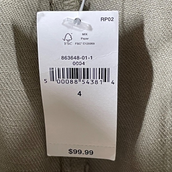 NEW Banana Republic Jeans Womens 4 green denim straight taper cargo casual - Picture 5 of 9